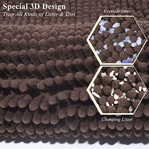 Vivaglory Large Litter Box Mat 35"× 25", Waterproof Microfiber Cat
