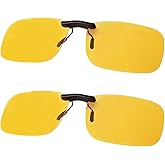 FIMOSON Night Driving Glasses Clip On Night Vision Glasses HD Polarized Yellow Lens Compact Fit Non-Flip Up, Anti Glare