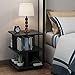Tribesigns Modern Side End Table for Living Room, 3 Tier Bedside Table Night Stand with Wheels and Storage Shelf for Bed Room,Black