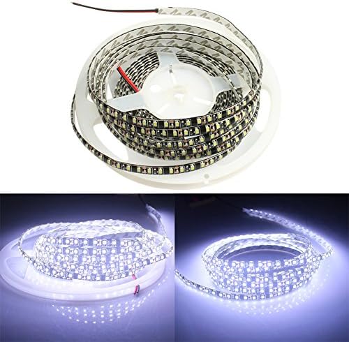 MIYIOLE DC 12V Flexible LED Strip Lights, LED Tape,600 Units 3528 LEDs, Waterproof Light Strips, 5M Length, Black PCB[Cool White]