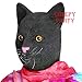 CreepyParty Deluxe Novelty Halloween Costume Party Latex Animal Cat Head Mask Black