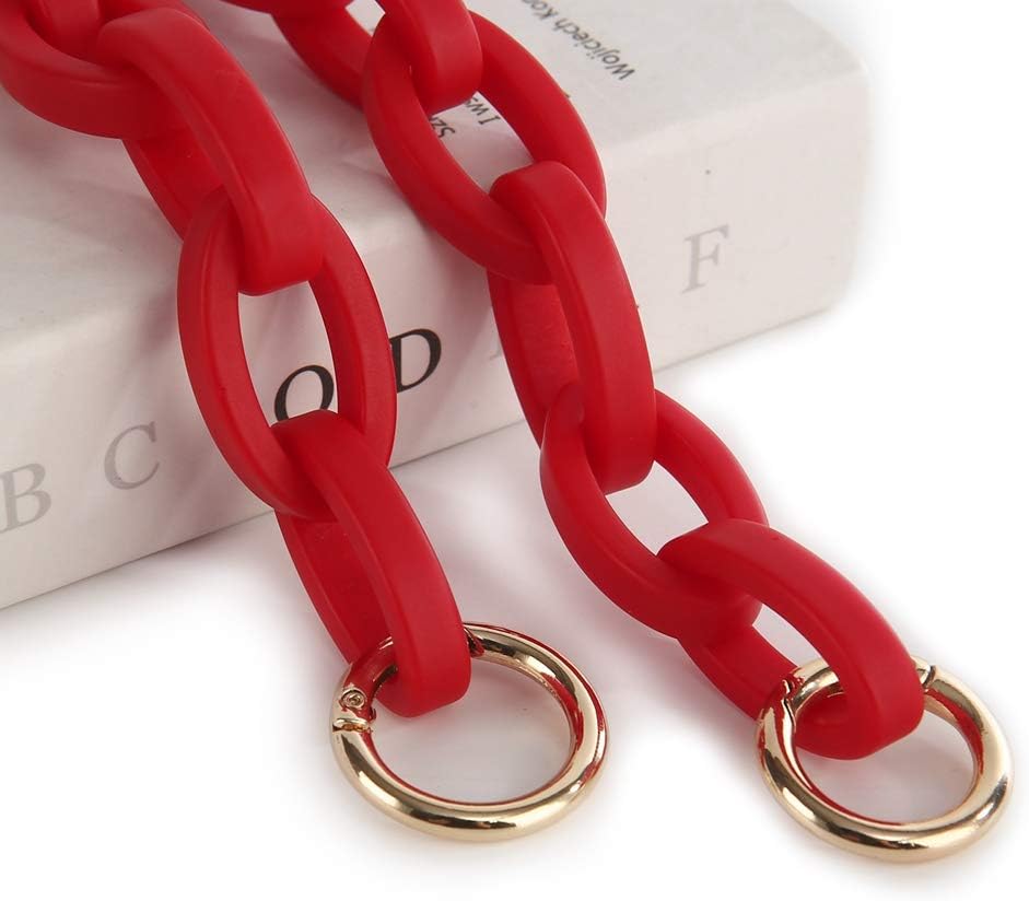 Xiazw Short Resin Bag Purse Handle Strap Replacement，Bag Decoration Chain，Bag Accessories Charms (Red)