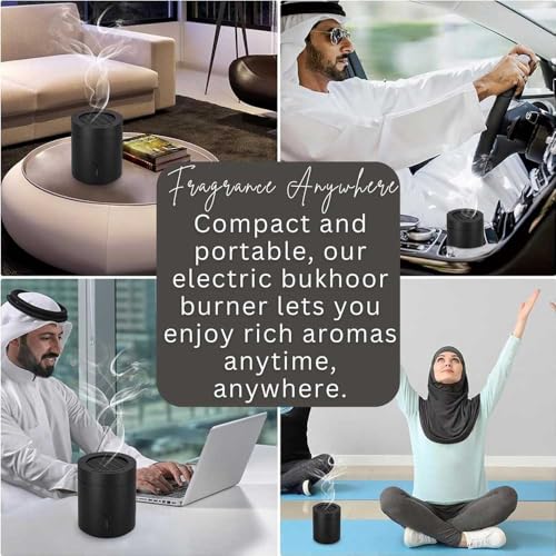Stylish Electronic Bakhoor Burner with Rotating Flip Lid– Portable USB Rechargeable Arabic Medkhan, Charcoal Incense Fragrance Burner, Diffuser Ideal for Home, Car, Office
