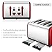 4-Slice Toaster, CUSIBOX Stainless Steel Toaster Four Wide Slots with 7 Bread Browning Settings, REHEAT/DEFROST/CANCEL Function, 1400W, Red