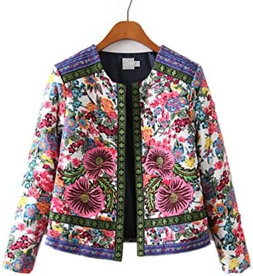 BabySea Ethnic Floral Print Paisley Jacket New Women's Vintage Thin Padded Jacket Coats