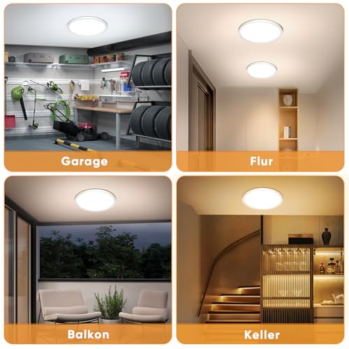 NIBSHOOM Ceiling Light with Motion Sensor, 3000K/4000K/6500K 18W IP44 Waterproof Ceiling Light, LED Ceiling Light with Radar Sensor for Corridors, Stairs, Garage, φ22 cm