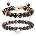 JADENOVA 8/10mm Natural Yellow Tiger Eye Gemstone Bracelet Elastic Stretch Yoga Beaded Healing Crystal Bracelet Couples Gifts for Men Women (2pcs Set)