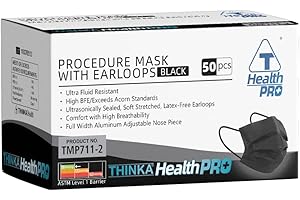 THINKA MASK WITH EARLOOPS (50pcs) - [BLACK]-Medical Mask - Surgical Mask -ASTM Level 1 Mask