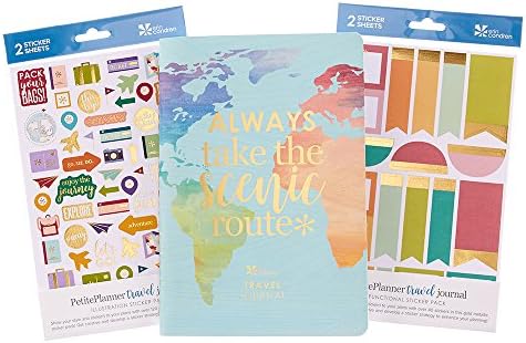 Erin Condren Designer Petite Planner Travel Journal Bundle - Includes Travel Petite Planner, 2 Illustrative Sheets and 2 Functional, Cute Sticker Sheets