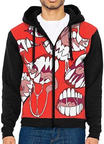 Red Goblin's Mouth Full-Zip Hoodie Lightweight Pullovers Hooded Active Sweatshirts Hoodies