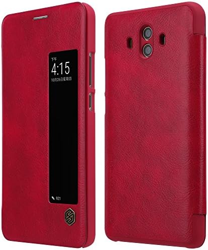 Huawei Mate 10 Case, Nillkin Synthetic Leather Auto Wake/Sleep Window View Flip Cover Hard PC Inner Shell Slim Folio Phone Case for Huawei Mate 10 (2017) (Red)