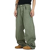 Nutriangee Men's Y2k Hip Hop Baggy Jeans Wide Leg Denim Pants Casual Loose Fit Streetwear Denim Pants