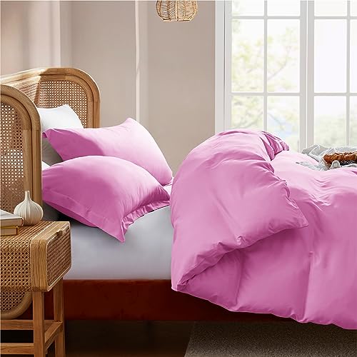 Nestl Twin Duvet Cover Set Soft Double Brushed Light Pink Duvet Cover Twin/Twin XL, 2 Piece