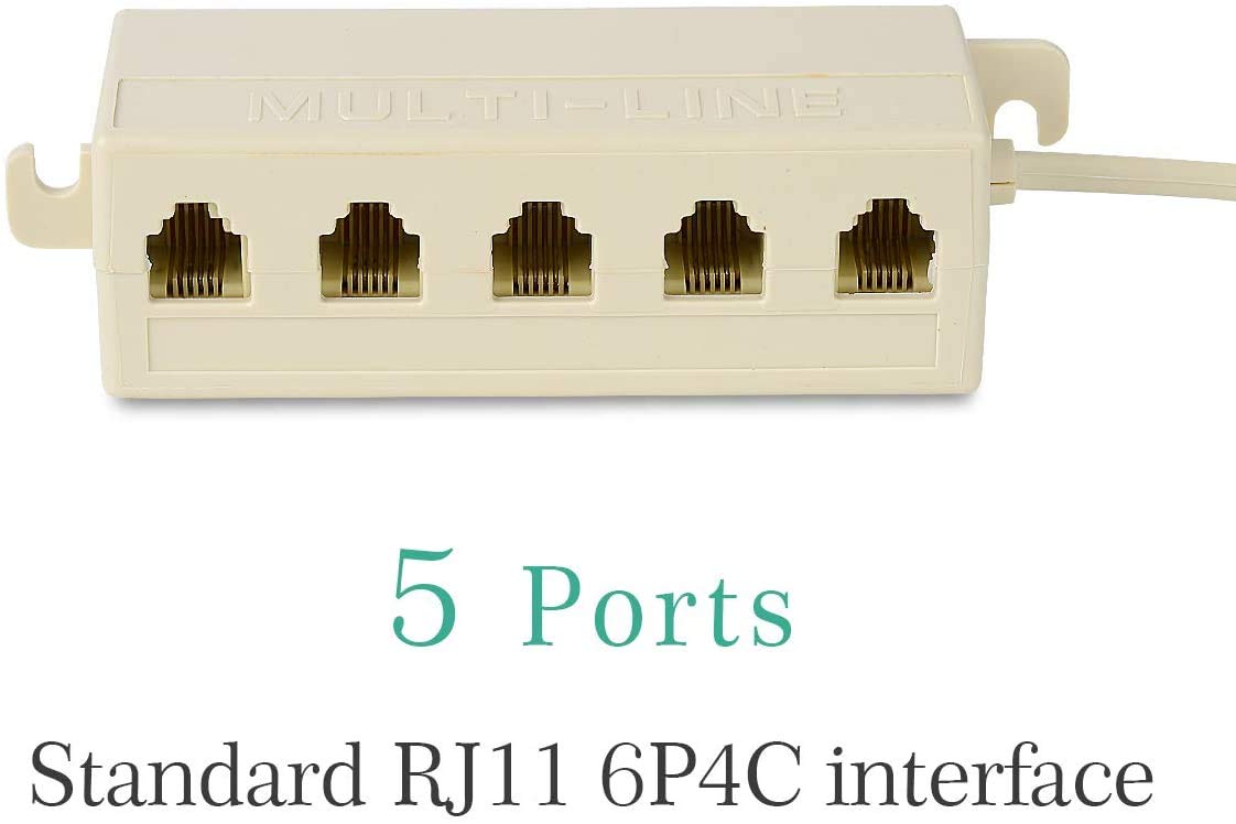 Phone Line Adapter,SHONCO Fiveway Telephone Splitter,RJ11 6P4C Maleto
