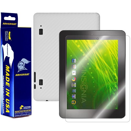 ArmorSuit MilitaryShield - Insignia Flex 8 (NS-14T002) Tablet Screen Protector + White Carbon Fiber Full Body Skin Protectorw/ Lifetime Replacements (Not For Flex 8 LTE Version)