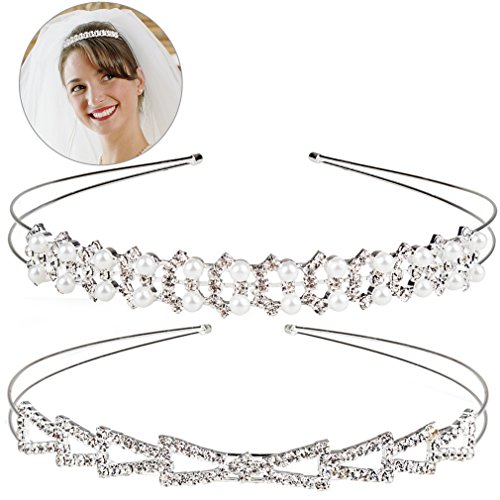 Tiara, exacoo pretty rhinestone crown 2 pack wedding br…