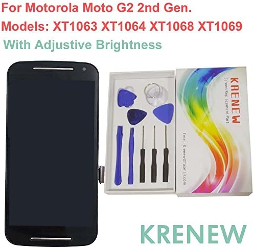 KRENEW Touch Screen Replacement Digitizer Glass LCD Frame Housing &amp; Repair Assembly Kit for Motorola XT1063 XT1064 XT1068 XT1069 Moto G2 2nd Gen
