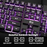 Rii RK108 Gaming Keyboard and Mouse Set UK Layout Red Purple Blue Backlit view 4