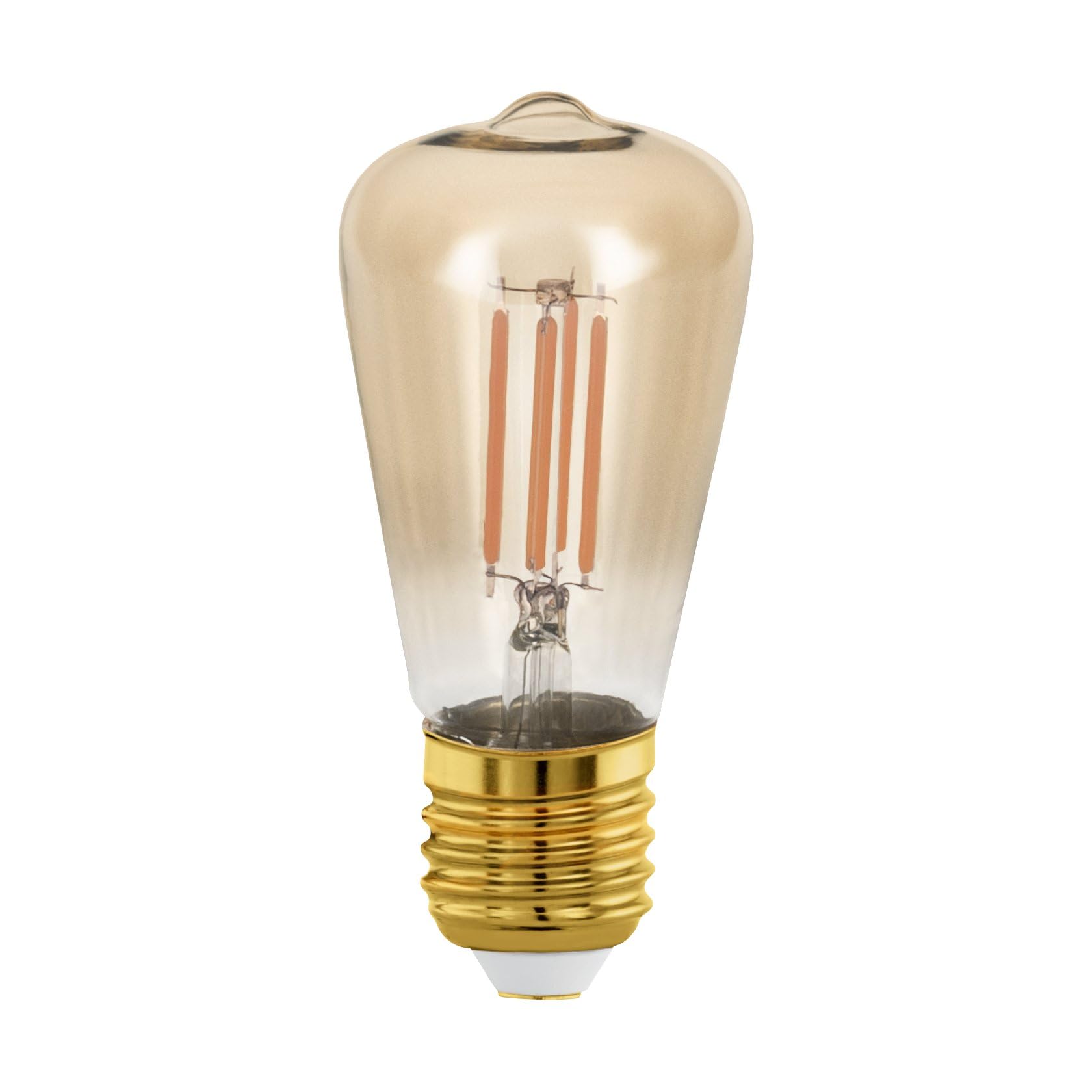 Eglo Dimmable E27 LED bulb, golden vintage filament light bulb, piston-shaped Edison lamp for retro lighting, 4 watt (equivalent to 28 watt), 300 lumen, warm white glow, 1700 Kelvin, ST48, Ø 1.9"