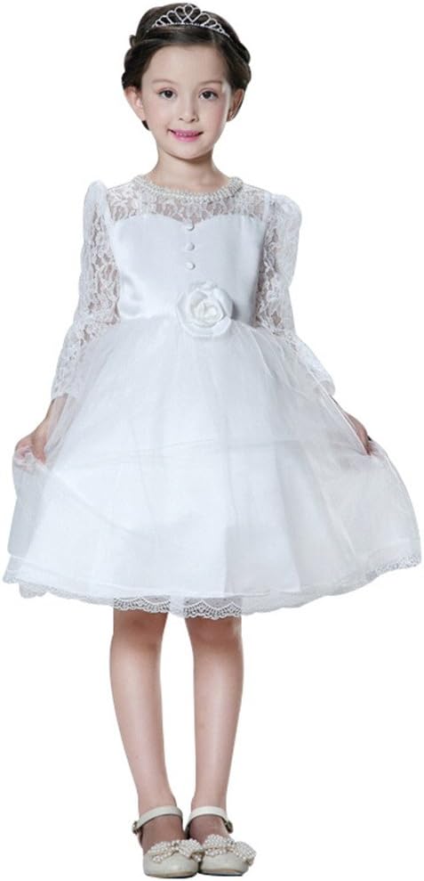 Kiddom Girls Flowers Bow-knot Cotton&Lace Princess Dress Elegant Formal Wedding Party