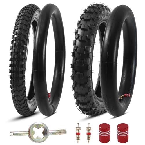 KAMIER 2.50-10 Rear 16x2.4 Front Tire and Inner Tube Set for Razor MX650 MX500 SX500 Mcgrath Dirt Rocket Bike Kids Electric Off Road Motocross Street Knobby Tire Kit Heavy Duty Parts