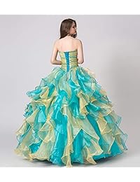 Engerla - Vestido de baile de graduación con cordones y cuentas de organza con diamantes de imitación, para mujer