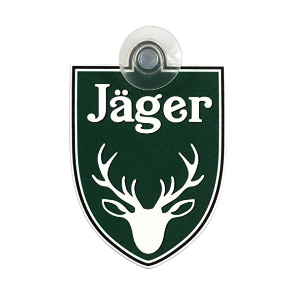 Schild, Autoschild JÃ¤ger mit Saugnapf, 1,5mm wetterfestes Material 75 x 100 mm groÃ, von innen oder auÃen GREEN