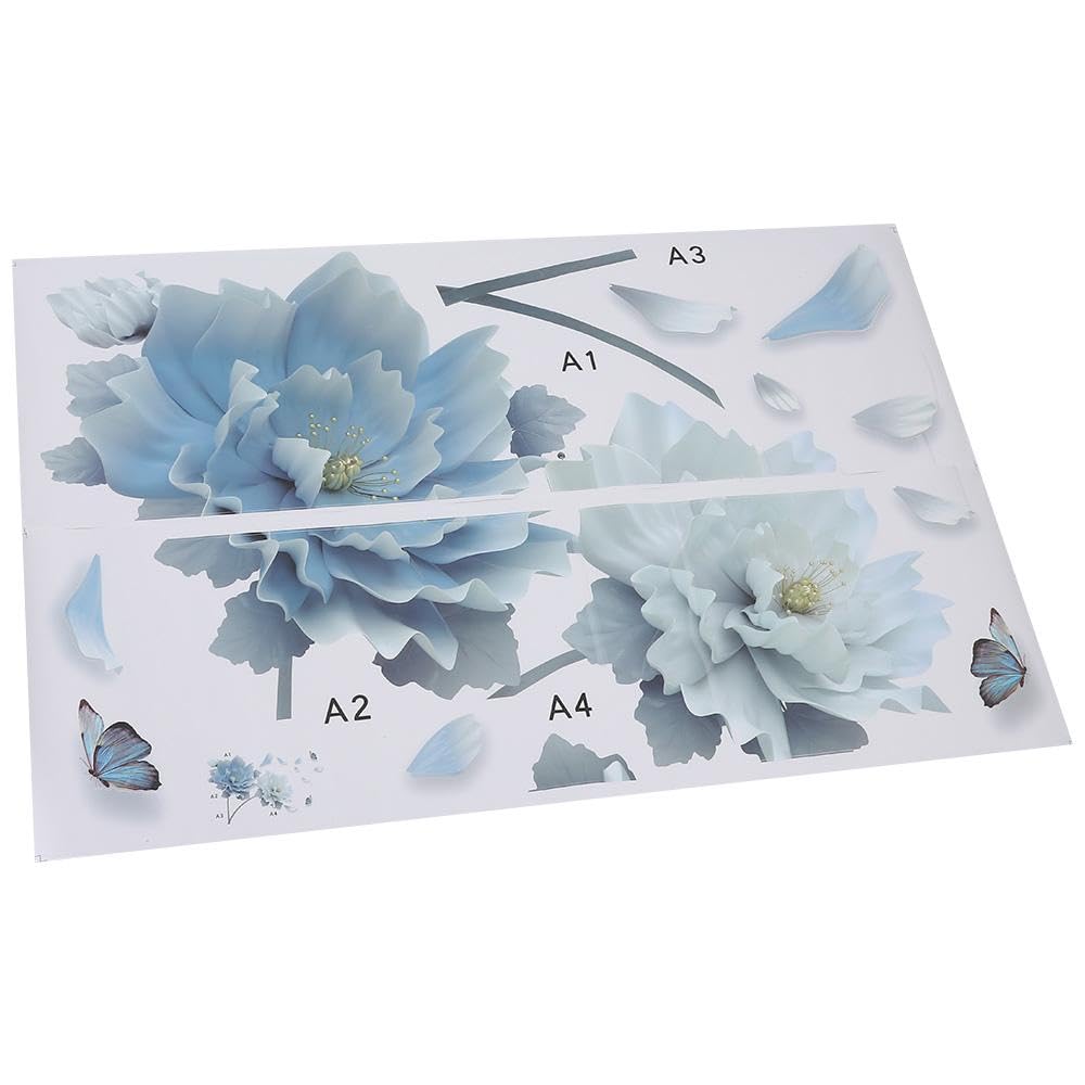 Upluckey Wall Decals Modern Blue Flowers Bedroom Peel and Stick Removable Butterflies