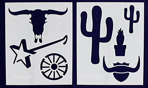 South West US Stencils - 8 Inch x 10 Inch - 2 Pc Set- 14 Mil Mylar