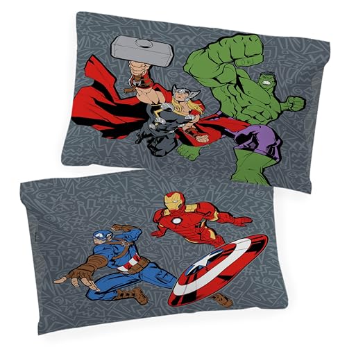 Jay Franco Kids Marvel Avengers Duvet Cover Set - Super Soft Bedding with Pillow Case, Cover Only, Comforter Not Included, Grey, 2 Pieces, Twin