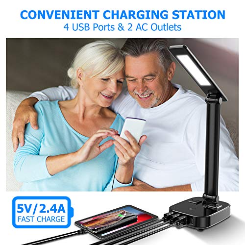 image for Yostyle LED Desk Table Lamp Light with 4 Surge Protector USB Charging 