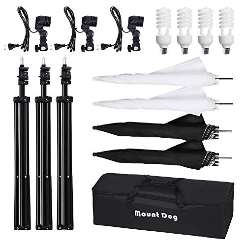 MOUNTDOG 800W Photography Umbrella Continuous Lighting Kit Photo Portrait Studio Day Light Umbrella Reflector Lights for Camera Shooting