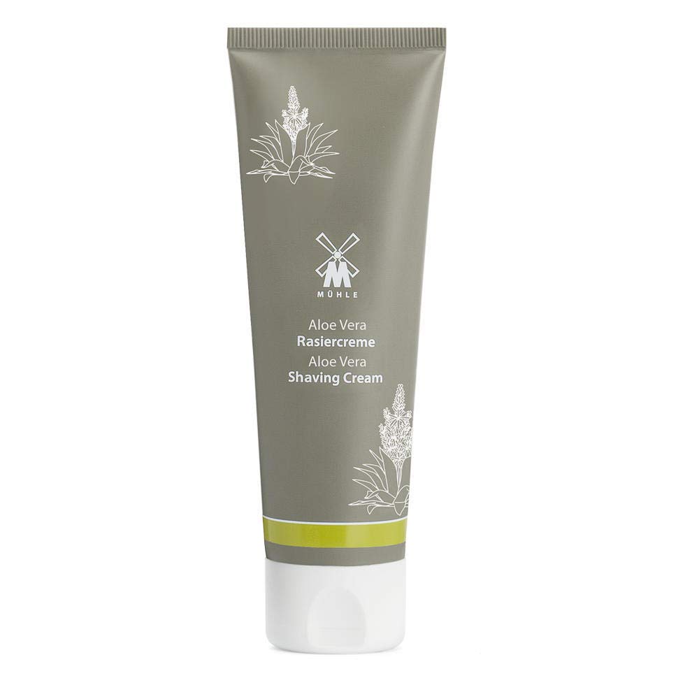 MÜHLEAloe Vera Shaving Cream Tube | creates a rich lather for a smooth shave | luxury shave cream to soften & moisturise | 75ml