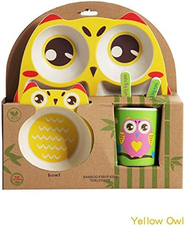 Kebukeyi Owl Children'S Bamboo Fiber Cartoon Tableware Bowl 5-Pieces