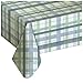 EVERYDAY LUXURIES Lexington Plaid Stain Resistant and Spill Proof with Flannel Backing Vinyl Tablecloth for Spring/Summer/Party/Picnic, Blue, 60
