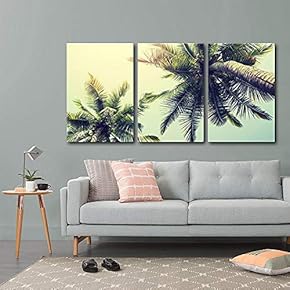 Palm Tree on Tropical Beach - Canvas Art Wall Art - 16"x24"x3 Panels