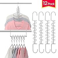 Giftol Metal Space Saving Hangers 12 Slots New Version Hanger Magic Cascading Hanger Closet Wardrobe Clothes Organizer(12 Pack)