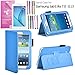 Galaxy Tab E Lite 7.0 Case, EpicGadget(TM) Galaxy E Lite Premium PU Leather Folding Folio Cover Case with Built in Stand For Tab E Lite 7 inch T113 + Screen Protector + 1 Pen(Light Blue Leather Cover)