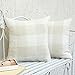 Anickal Set of 2 Beige and White Buffalo Check Plaid Pillow Covers Farmhouse Rustic Decorative Square Throw Pillow Covers Cushion Case 18x18 Inch for Home Sofa Couch Decor