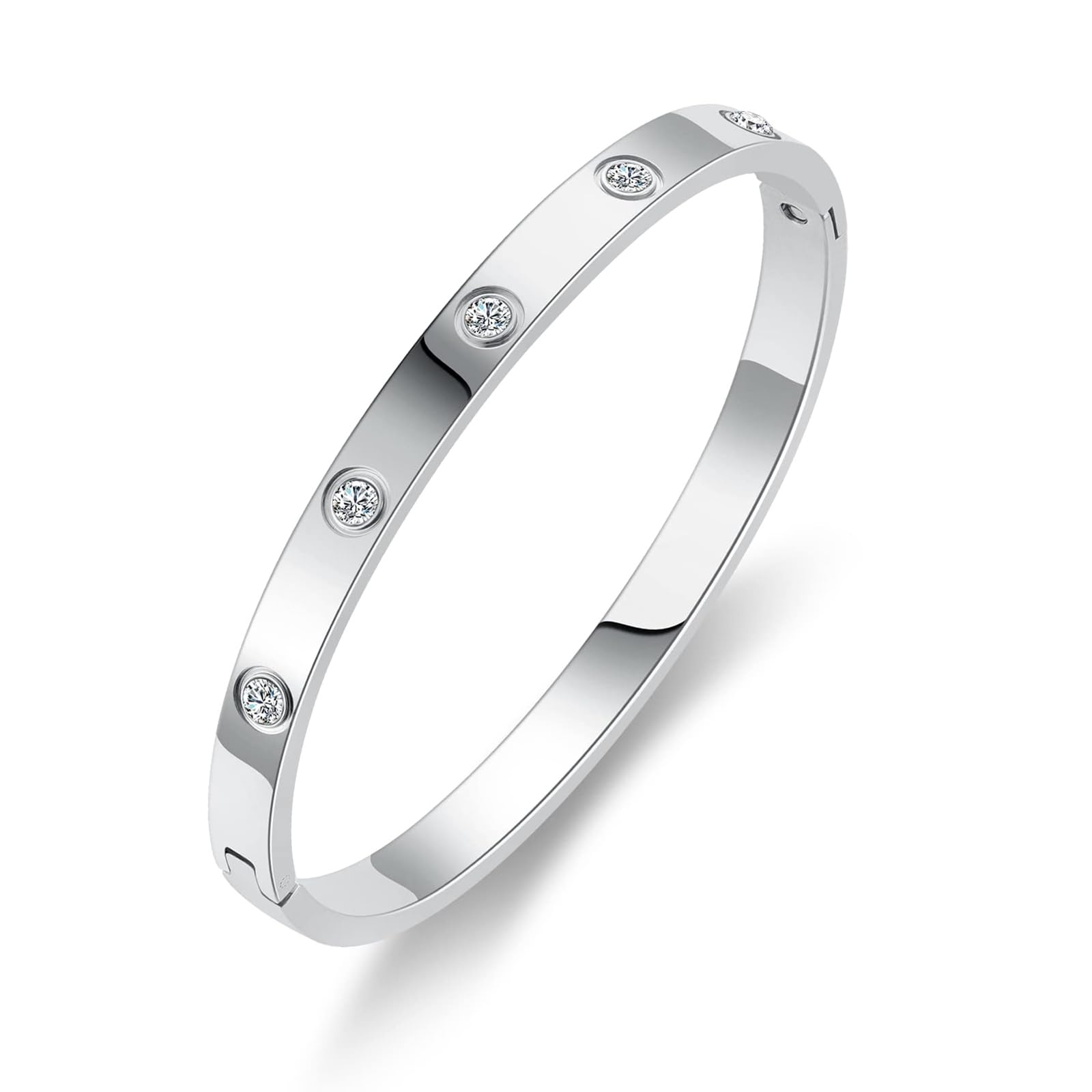 RUIQUAN 18K Gold Plated Love Friendship Bracelet Crystal Bangle Cuff Best Gifts for Mother's Day Valentine's Day Wedding Couples and Birthdays