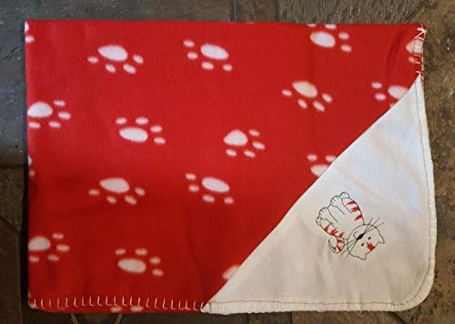 PawsForce™ Pet Fleece Blanket, Throw or Cover for Dog or Cat Bed Sofa, Red and White Christmas Present from Santa, 76cm x 75cm