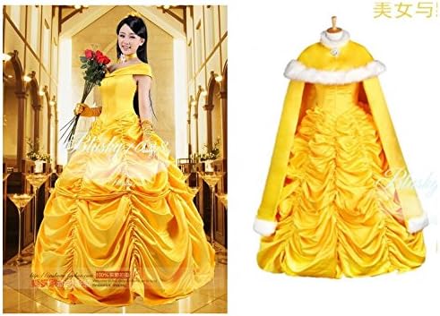 Amazon 美女と野獣 ベル ドレス 髪飾り 手袋 マント コスプレ衣装 オーダー自由 ディズニークリスマス ハロウィン イベント仮装 コスチューム コスプレ 仮装 通販