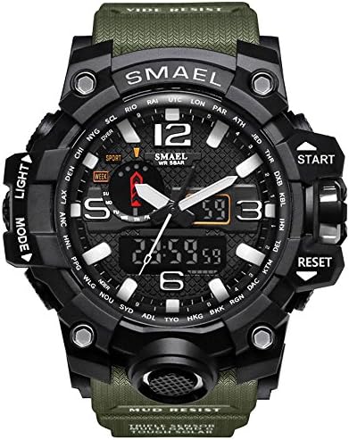 IRELOJ Men's Large Face Dual Dial Analog Digital Quartz Military Sport Watch 164FT Water Resistant