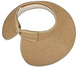 Eqoba Women Summer Roll-up Foldable Wide Brim Sun Visor Straw Hat, Natural