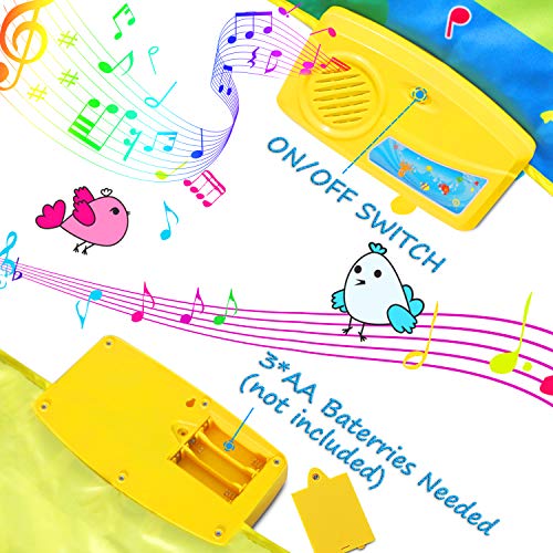Tencoz Musical Piano Mat, Keyboard Play Mat Portable Musical Blanket with 8 Animal Sounds Dance Mat Educational Toy Gift for Kids Toddler Girls Boys, 53.2 x 23.6 inches