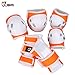 JBM Child Kids Bike Cycling Bicycle Riding Protective Gear Set, Knee and Elbow Pads with Wrist Guards Multi-sports: Rollerblading, Skating, Volleyball, Basketball, BMX (Nylon Cloth Orange, Child/kids)