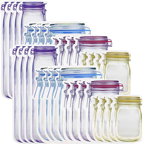 32 Pack Mason Jar Bottles Bags Portable Food Saver Storage Bags Zipper
