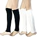 2 Pack of Womens Cable Knit Knee High Knitted Crochet Leg Warmers Long Socks White/Black,One Size