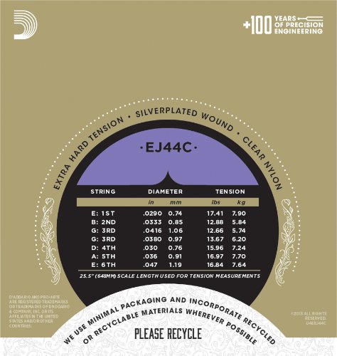 D'Addario EJ44C Pro-Arte Composite Classical Guitar Strings, Extra-Hard Tension