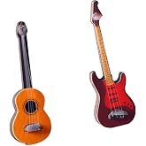 Toyvian Miniature Wooden Guitar Models, 2Pcs Tiny Guitar Decor | Mini Musical Instrument Ornaments for Model Displays Craft Projects Scene Decor Desk Accents and Collections
